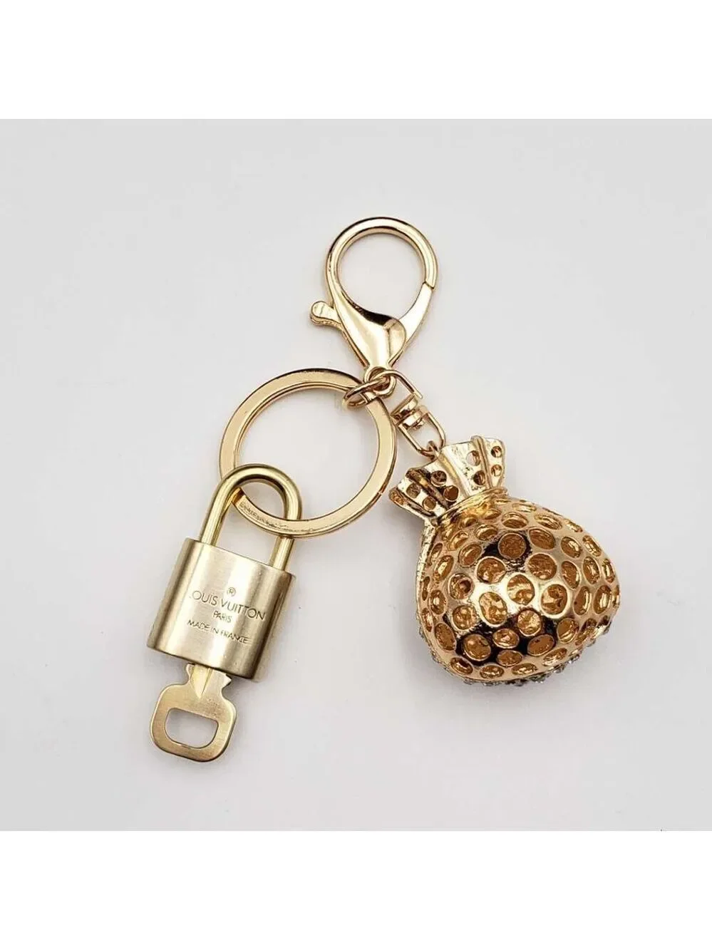 Authentic Louis Vuitton Lock & Key Gold ✨ Unbranded Keychain Bag Charm LV